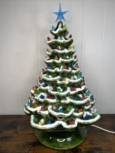 VTG ARNELS MOLD CERAMIC LIGHT UP CHRISTMAS TREE Frosted 18" Green EXCELLENT! - Picture 1 of 11