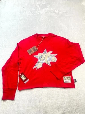 Mitchell & Ness NBA Philadelphia 76ers баскетбол укороченный рубашка женщин маленький красный новый с Ярлыками - Изображение 1 из 4