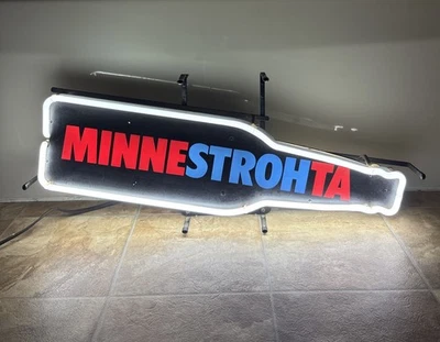 Vintage Stroh's Beer Neon Sign Bar Light MINNESTROHTA Bottle Rare Minnesota 27” - Image 1 of 4