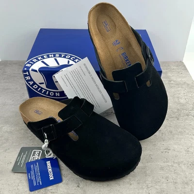 Новый-Birkenstock Бостон замши кожи мягкая стелька черный мужчин/женщин сабо туфли - Изображение 1 из 4