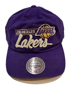 Mitchell & Ness Los Angeles Lakers NBA Purple Snapback Hat Bar Logo Vintage LA - Picture 1 of 6