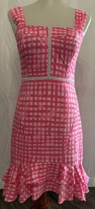 Lilly Pulitzer Avalyn Stretch Pink Gingham Dress Size 2 Summer Cocktail - Picture 1 of 8