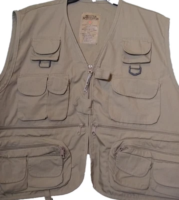 Chaleco de pesca de caza Master Sportsman con cremallera resistente equipo al aire libre bronceado talla XL Foto 1 de 4