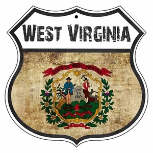 Letrero de metal de aluminio con escudo de bandera de West Virginia Country Highway Road Street - Imagen 1 de 1