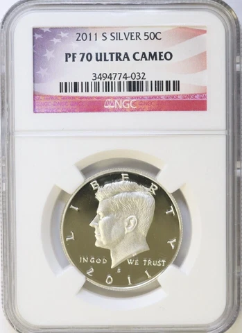 2011-S Proof Silver Kennedy NGC PF70 Ultra Cameo Half Dollar Coin Cover