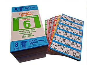 750 8 Page Games Jumbo Bingo Tickets 6 To View 1-90 Bingo Cards Serial Numbers - Picture 1 of 1