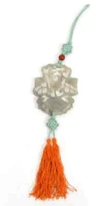 Vintage geschnitzter Jade Lotus Blume Anhänger - in Original Box - 18,4 g 2" x 2,25" - Bild 1 von 3
