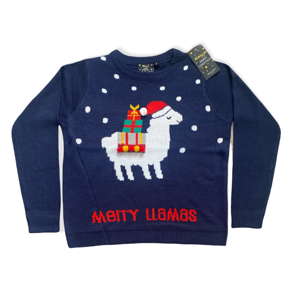 Brave Soul Merry Llamas Christmas Jumper Xmas Festive Size 10 Extra Small