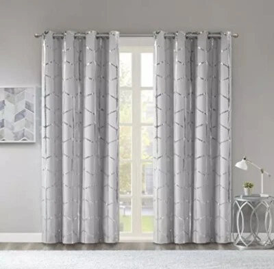 Panel Ventana Ojal Diseño Inteligente Raina Estampado Metálico Blackout 50x84" NUEVO Foto 1 de 4