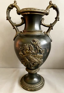 19th Antique Art Nouveau Johann Maresch Bohemia 3D Pottery Amphora Vase Signed - Picture 1 of 15
