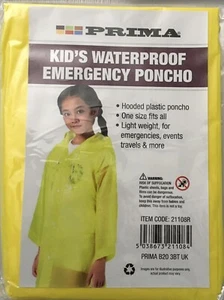 Kinder Kids WIEDERVERWENDBAR Wasserdicht Poncho Notfall Cape Regenmantel Wandern Walk - Bild 1 von 1