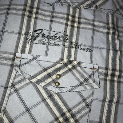 Fender Guitars Custom Shop gray western plaid gunslinger button down shirt M - Image 1 of 4