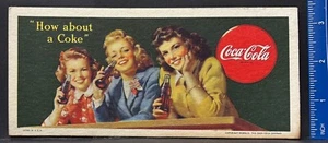 SECADOR DE TINTA PUBLICITARIA COCA COLA 1944 ~ RUBIA PELIRROJA Y MORENA BEBIENDO COCA - Imagen 1 de 2