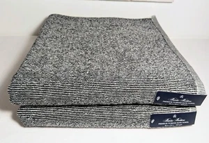 Brooks Brothers Premium Turkish 100% Cotton (2) Bath Towels Black Pinstripe NWT - Picture 1 of 7