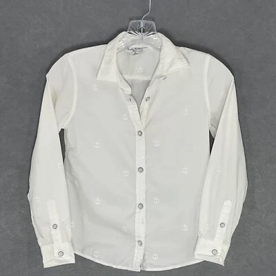 Brooks Brothers "Fleece" Button Down Collar Shirt Boys Sz 8 White Embroidered - Image 1 of 4