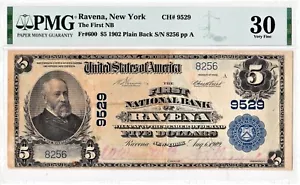 $5 1902 PB National RAVENA New York NY Mega Rare "6 on Census"((Highest Graded)) - Picture 1 of 2