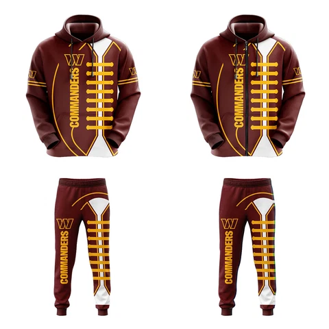 Washington Commanders 2Pcs Sweatsuit Casual Hooded Sweatshirt Jogging Pants Suit Cover