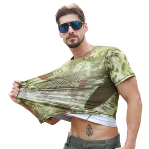 IDOGEAR Tactical Shirt Short Sleeve Camo Gear Round Collar Anti-UV Perspiration - Picture 1 of 17