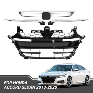 For 2018-2020 Honda Accord Sedan Chrome JDM Style Upper Lower Bumper Grille 4pcs - Bild 1 von 14