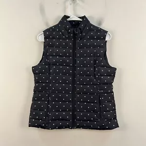 Colebrook Womens Small Vest Black White Polka Dot Puffer Zipper Pockets 22497 - Picture 1 of 9