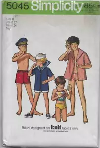 CHAQUETA DE PLAYA Y TRAJES DE BAÑO VINTAGE AÑOS 70 PATRÓN SIMPLICIDAD 5045 PARA NIÑOS 8 - Imagen 1 de 2