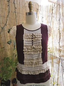 *TOCCA* schönes Top mit Spitze und Biesen weinrot elfenbeinfarben Gr. 6 - Bild 1 von 5