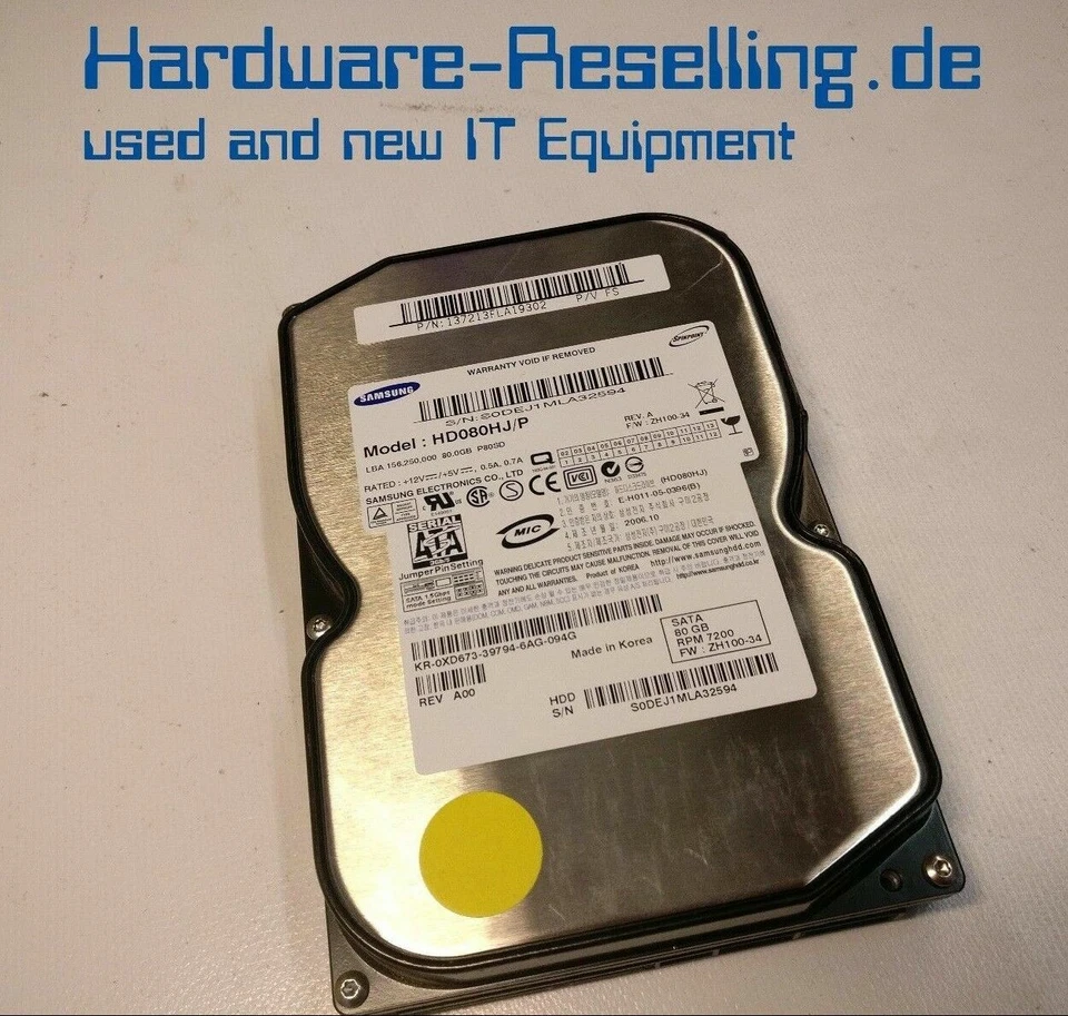 Samsung 80GB 7200 RPM 3,5" SATA HDD HD080HJ/P 137213FLA19302 - Imagen 1 de 1
