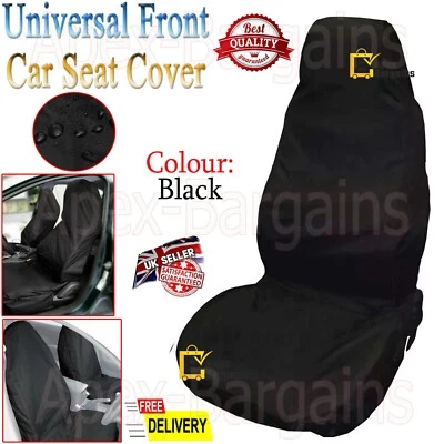 Universal Front Car Seat Cover 140cm Driver Passenger Black Heavy Duty Protector - Image 1 of 4