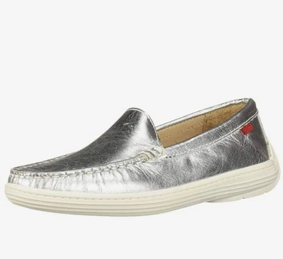 Marc Joseph, New York Big Kid's Size 5.5, Leather Loafer Slip On, Silver - Image 1 of 4