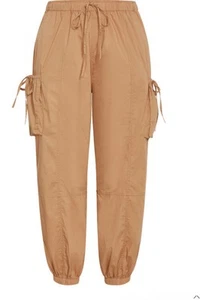 CITY CHIC On The Fly Cuffed Jogger Cargo Pants Plus Size 24 XXL Tan Pull On - Picture 1 of 5