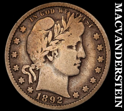 1892-O Barber Quarter - Scarce  Semi-key  Better Date  No Reserve  #F9462 - Image 1 of 2