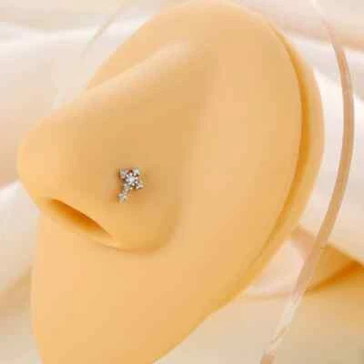 Argento Croce Gemma Naso Orecchio Anello Cerchio Lucente Bottone Piercing, Gioie - Immagine 1 di 4