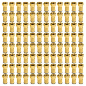 ARLI F-Stecker 7 - 7,4 mm mit breiter Mutter und Dichtring - 100 er Beutel Gold - Bild 1 von 4