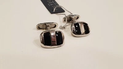 Gemelli Polsini in Argento 925 rettangolari Argento e Onice Marcello Pane - Immagine 1 di 4