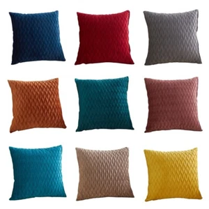 Velvet Striped Square Cushion Cover Pillow Case Home Car Office Sofa Decor 18x18 - Picture 1 of 14