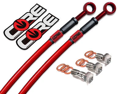 LÍNEAS DE FRENO DELANTERAS Y TRASERAS TRENZADAS ACERO HONDA GROM MSX 125 2014-2015 TRANSMISIÓN ROJA Foto 1 de 4