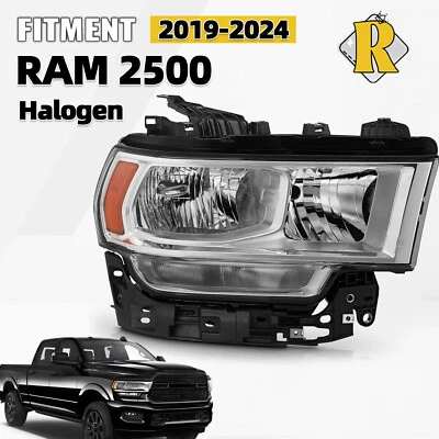 For 2019-2024 Ram 2500 3500 Halogen Chrome Headlight Assy Right Passenger Side Foto 1 de 4