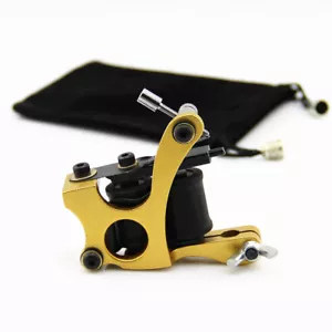 Alu Alloy Coil Tattoo Machine Gun 10 Wrap Liner Shader Beginner Supply Gold - Picture 1 of 5
