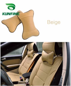 A Pair (2 Stück ) KFZ Auto Kopfstütze Autositzkissen Nackenkissen Beige - Picture 1 of 9