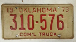 1973 OKLAHOMA Commercial Truck License Plate 310-576 x - Picture 1 of 1