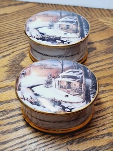 TRINKET OVAL PORCELAIN BOX ''JOY IN YOUR PRESENCE'' BY RON IVERSON - Picture 1 of 8
