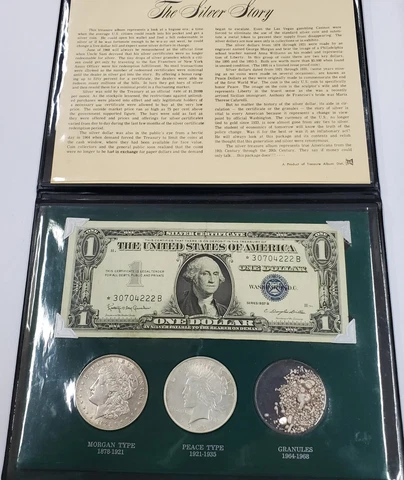 The Silver Story Collection Album Morgan / Peace / Silver Certificate / Granules Cover