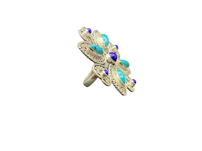 Moda Positano Gioielli - Collezione Corallo – Anello Ag 925 Turchese Lapis - Immagine 1 di 4