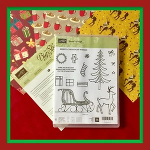 Stampin' Up! SANTA'S SLEIGH Stamps & SANTA'S SLEIGH Dies & NIGHT BEFORE DSP - Picture 1 of 12