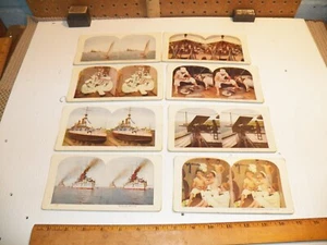 Vintage Lot of 8 Stereo View Card in Color - U.S. Navy - Picture 1 of 6