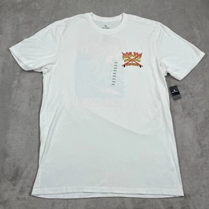 Ron Jon Surf Shop X RIP CURL Shirt Mens Large White Surfing Skeleton Graphic NEW - Picture 1 of 10