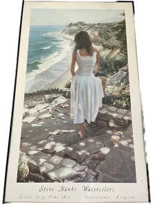 Steve Hanks 24"X39.5"Coastline” Watercolor Leslie Levy Fine Art Framed Print - Picture 1 of 11