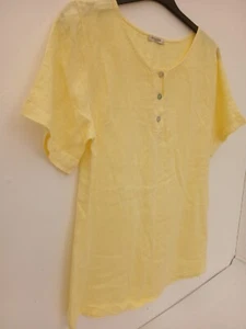 Italian Linen Top Short sleeve Button front Womens Small Alessia Pacini P2P 20". - Picture 1 of 13