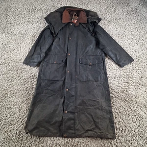 The Australian Outback Collection Trench Coat Mens Large Black Waxed Riding - Picture 1 of 10
