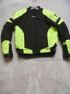 Pilot Moto Sports Motorcycle Jacket Men's Size L Yellow Black Reflective Mesh - Picture 1 of 22